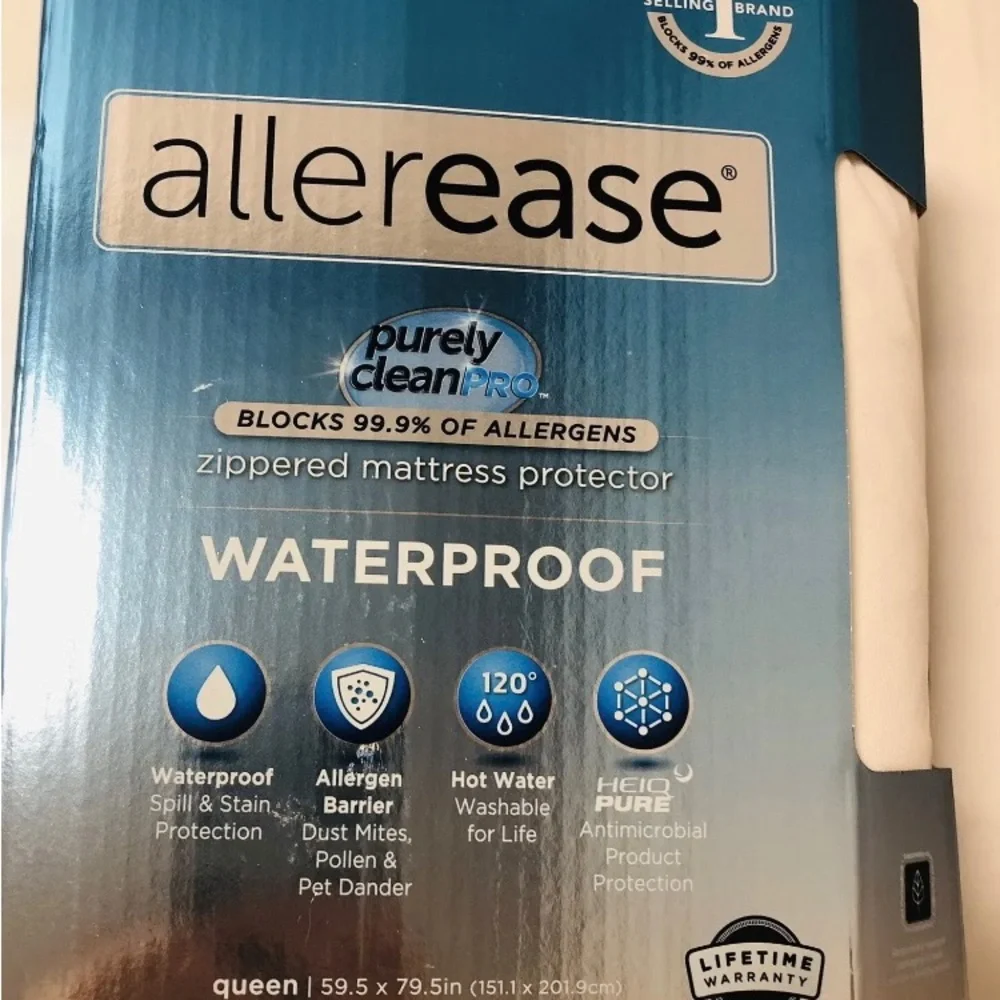 🌸NWT🌺AllerEase Waterproof  Queen Zippered Mattress Protector. NIB-Opened